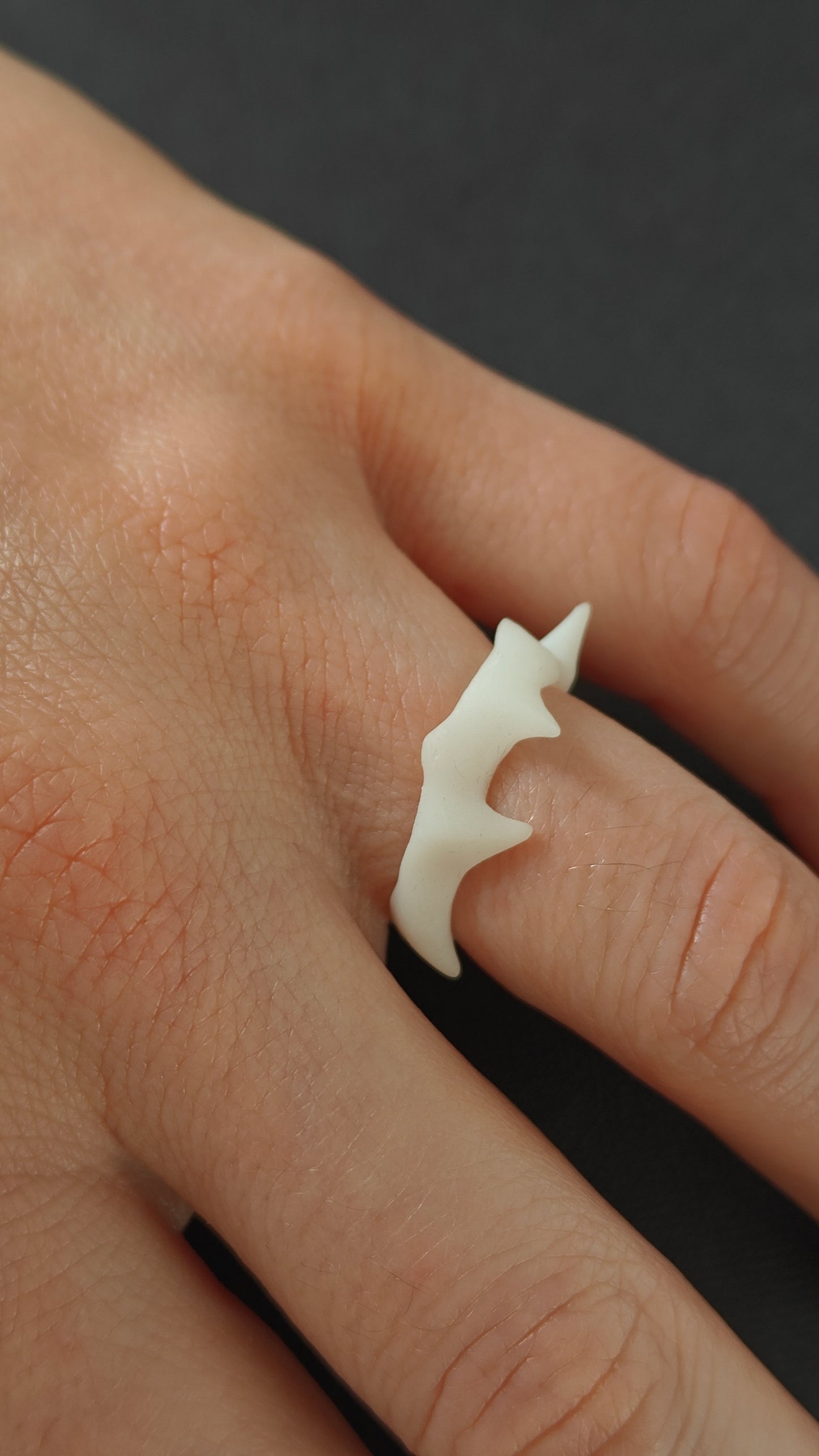 White Spiked Band Ring