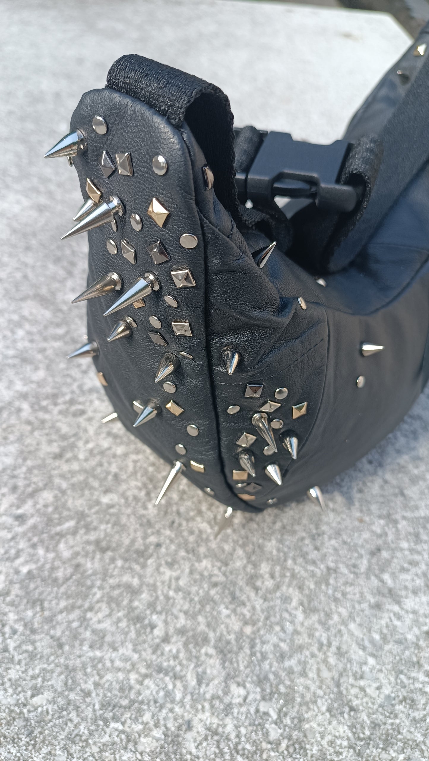 Upcycled two ways to wear bag with studs