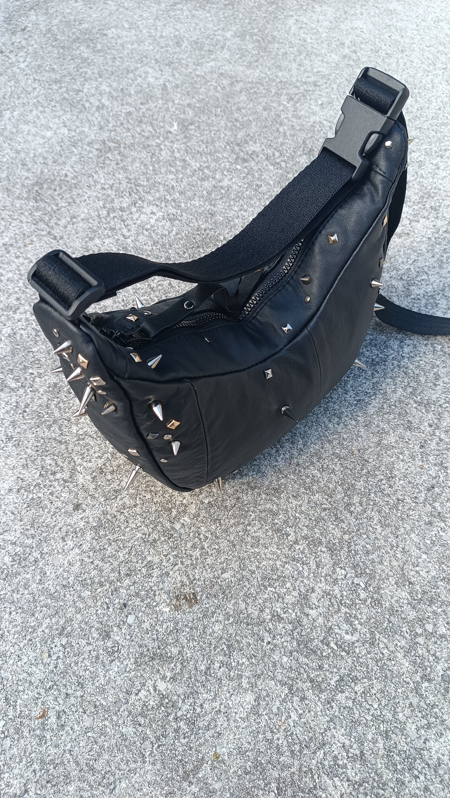 Upcycled two ways to wear bag with studs